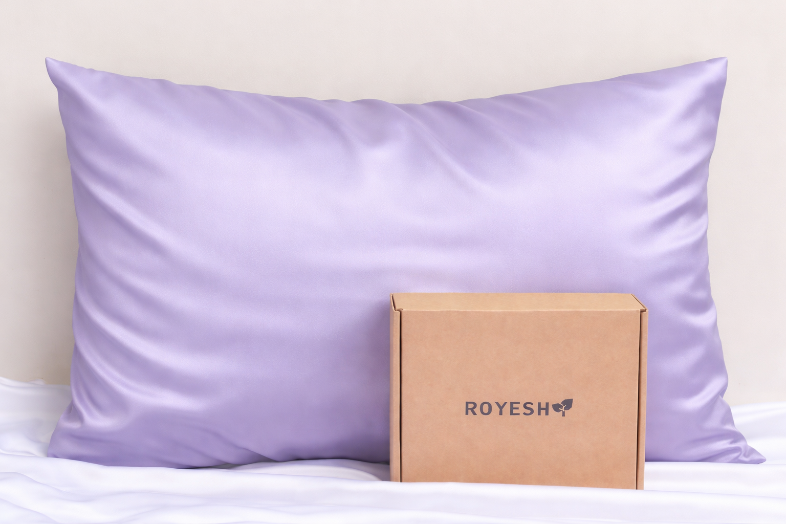 روبالشتی ساتن ابریشم یاسی کمرنگ