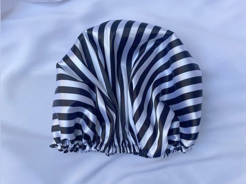 کلاه خواب ساتن راه راه مشکی