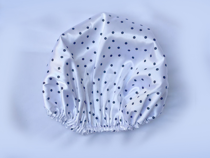 کلاه خواب ساتن خالخالی سفید